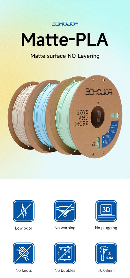 3DHOJOR PLA 3D Printer Filaments 1KG 1.75MM Matte PLA 3D Printing Material Upgraded Matte PLA Filament Multi-Color Filamento PLA