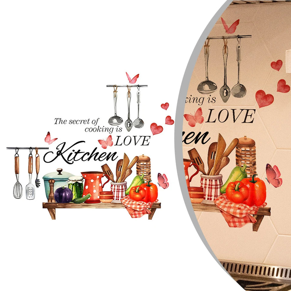 Restaurant Title Kitchen Wall Stickers Fun Design Cook Utensils Home Decoration Restaurant Description Features