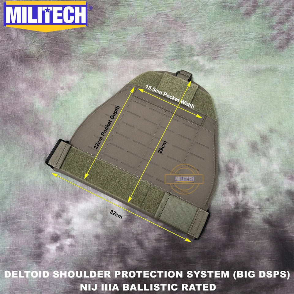 MILITECH NIJ 3A ballistic shoulder protector bulletproof thigh protector NIJ 3A 0101.06 NIJ 0101.07 HG2 deltoid armor protection