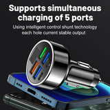 6 In 1 Car Charger Total 100W Super Fast Charging Multi-port Voltage Car With Vehicle Digital Display Mobile car Phone Charger