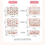 Storage Organizer Cherry Printing Makeup Bag Quilted Cosmetic Pouch Large Travel Cosmetic Bag Cute Cotton Makeup Pouch