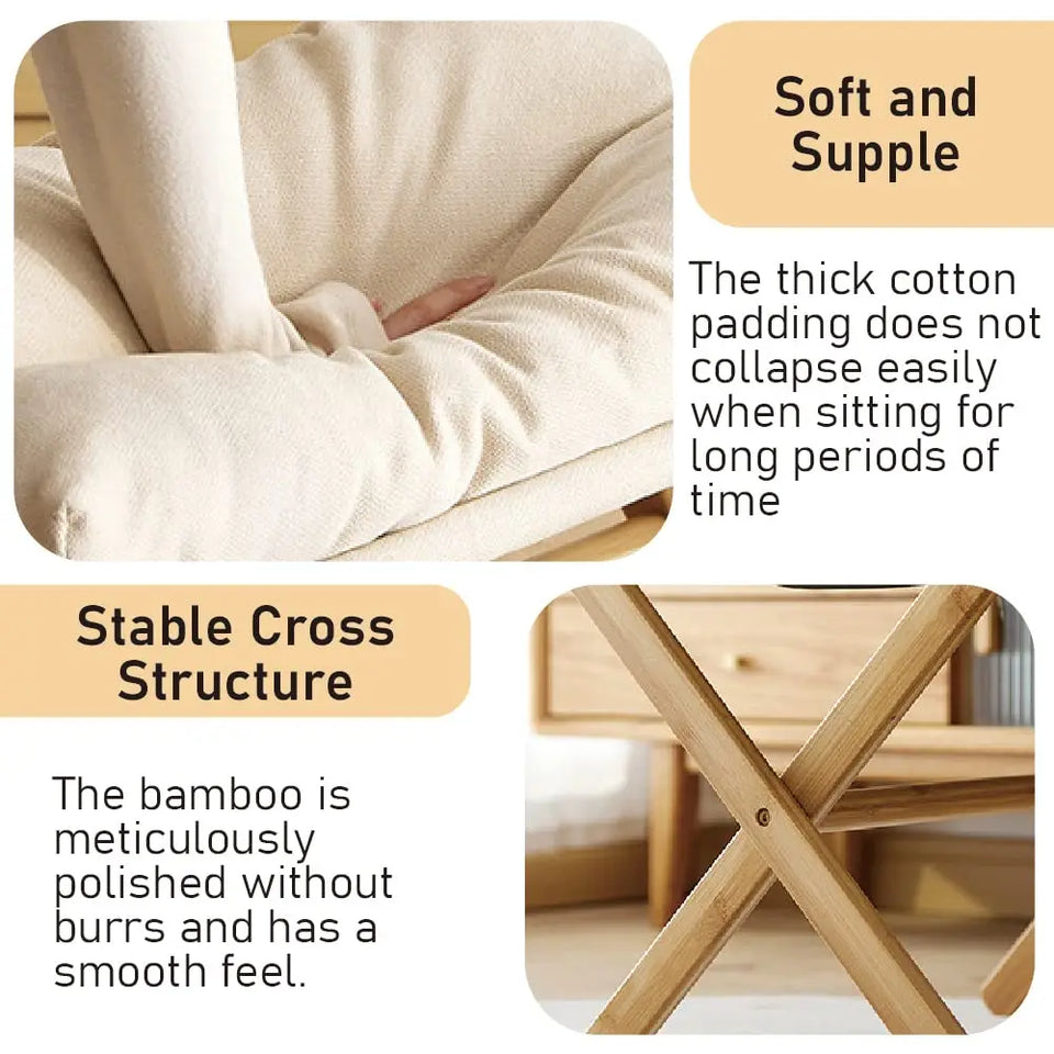 Household Small Stool Foldable Sofa Stool for Living Room Foot Stool Beech Wooden Leisure Low Stool Portable Desk Footrest