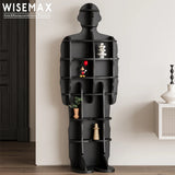 Furniture Modern Living Room Furniture Storage Wooden Black Corner Decoration Standing Bookshelf Human Modeling