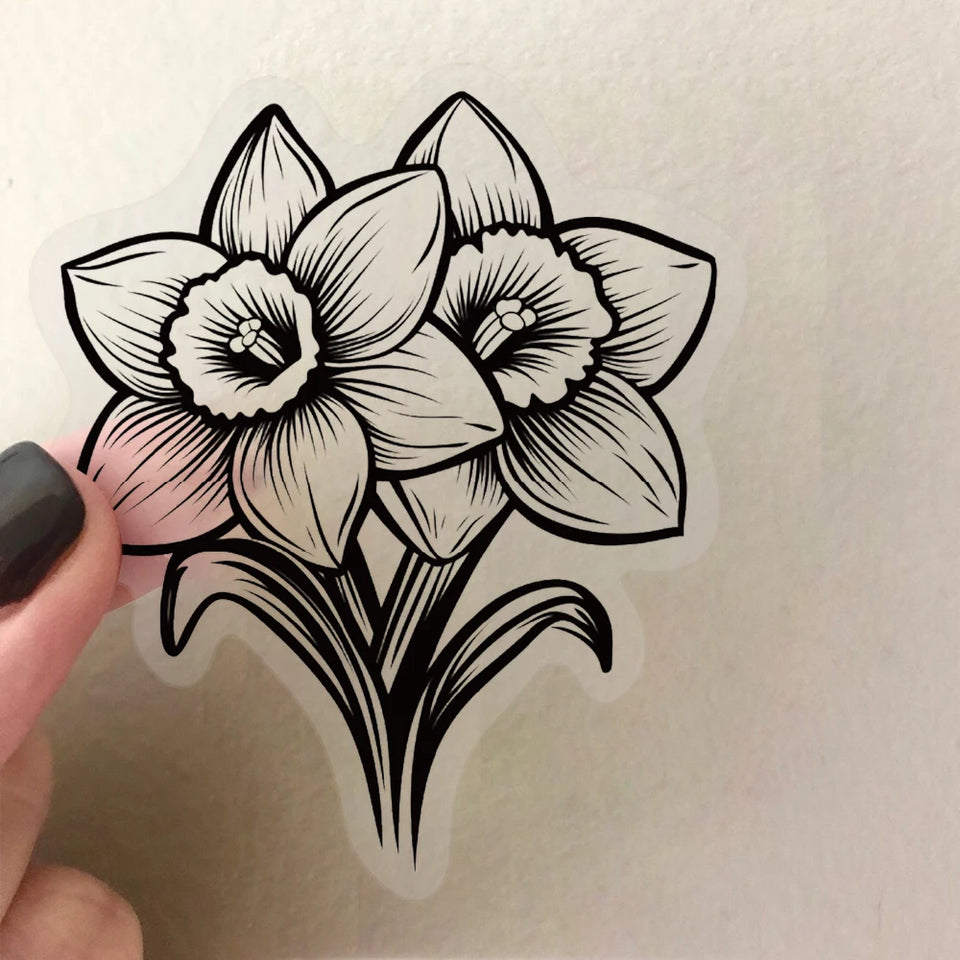 50pcs Black And White Vintage Retro Flower Plant Stickers Decals Laptop Scrapbooking Journal Planner Card Making PET Stickers﻿
