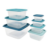 14 Piece Nestable Food Storage Containers Dishwasher Safe Clear Plastic Kitchen Organizer Ideal Home and Outdoor Use