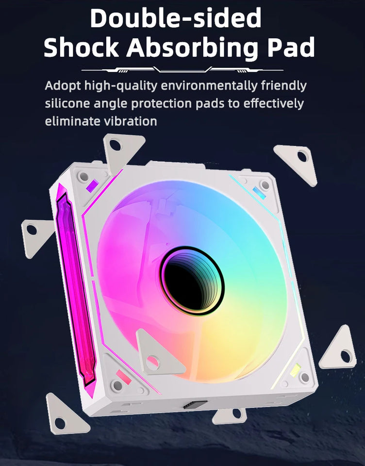 COOLCIRC PC Case Fan 120mm ARGB  Mirror Cycle Light Effect CPU Cooler Fan 4PIN PWM 58.36CFM Fan for Computer Water Cooler
