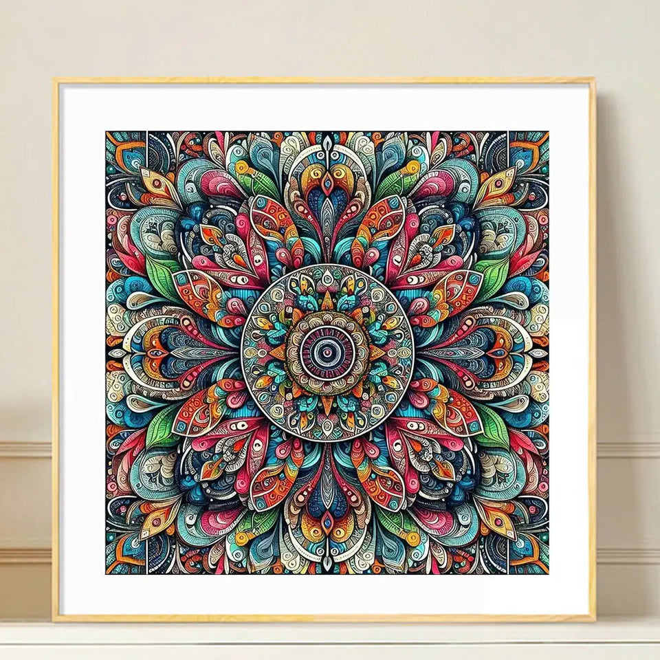 Huacan Flower Diamond Paintings Mandala New Arrivals 2025 Mosaic Geometric Diamond Embroidery Kits Home Decoration