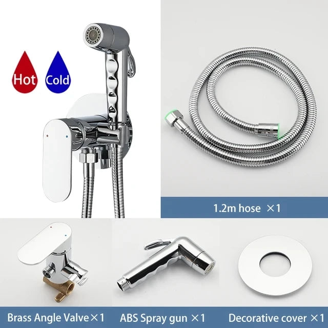 ULA Brass Bidet Faucet Black Toilet Faucet Handheld Toilet Bidet Sprayer Set Hygienic Shower Hot Cold Water Mixer Shower Head