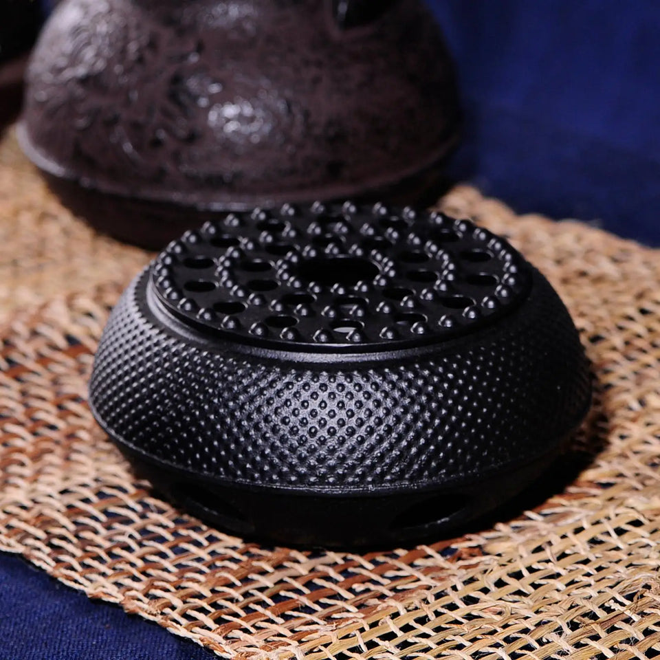 Black Cast Iron Teapot Warmer Candle Stand Holder Stove Heater Tea Pot Holder for Heating Tea, Coffee and Milk
