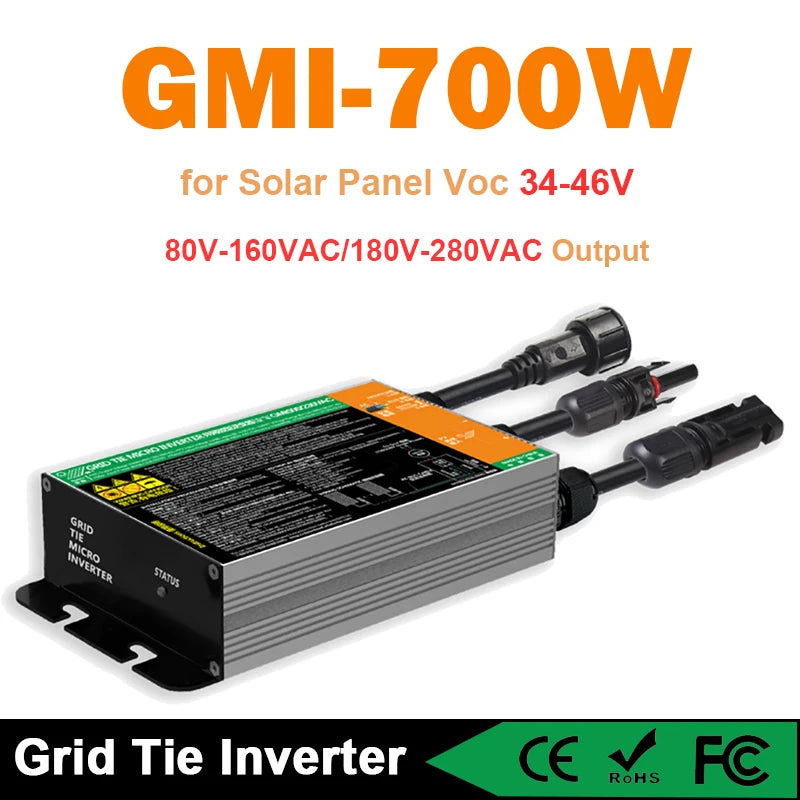 Y&H Solar Grid Tie Micro Inverter 700W 600W 500W 350W 300W MPPT  Input DC26V-60V PV Output AC110V/240V Home Solar On Grid System