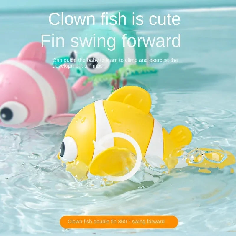Hot sellingBaby Bath Toys Cute Swimming Fish Cartoon Animal Floating Wind Up Toys Water Game Classic Clockwork Toys For Toddlers