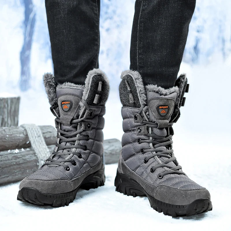 New Winter Waterproof High Top Men Boots Plush Warm Snow Boots Men Sneakers Ankle Boots Outdoor Men's Desert Boots Botas Hombre