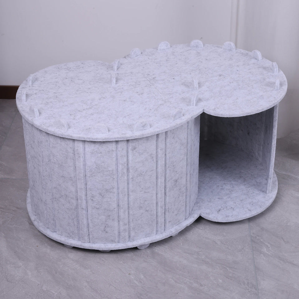 Cat Tunnel Bed Felt Peekaboo Cat Cave Semi-enclosed Foldable Pet House for Indoor Cats