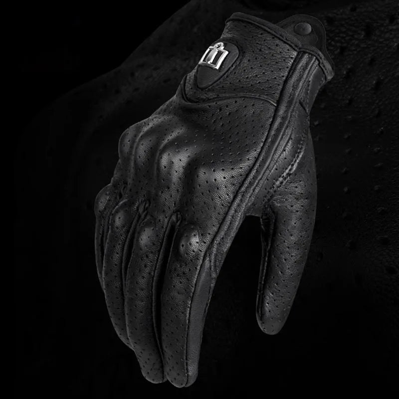Retro Perforated Real Leather Motorcycle Gloves Moto Waterproof Gloves Motorcycle Protective Gears Motocross Gloves gift