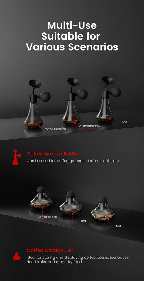 MHW-3BOMBER Coffee Aroma Bottle Coffee Display Jar Glass Creative Fragrance Bottle Coffee Aroma Display Coffee Accessories