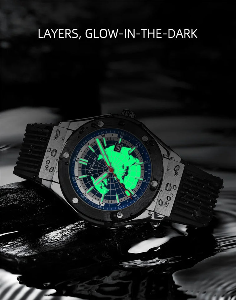 CHENXI 82442 Men's Quartz Watch Casual Outdoors Sports Watches Brand World Map Military Waterproof Men Wrist Watches Clock Gifts