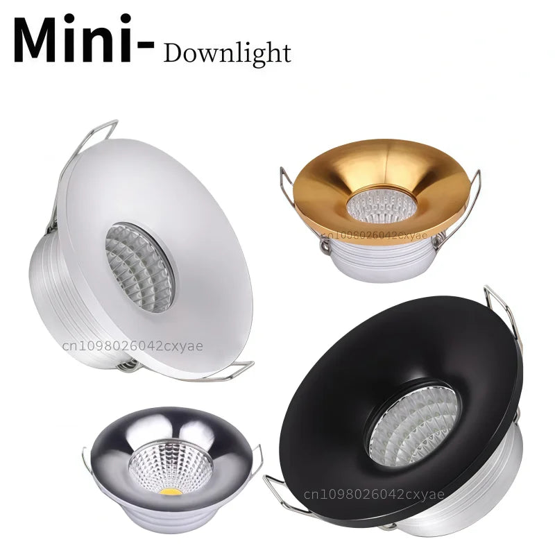 5pcs/lot dimmable mini COB downlights, 3W spotlights, LED recessed ceiling lights, AC85-265V household and commercial lighting