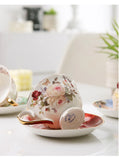 English Camellia Coffee cup & Saucer Set, Light luxury Home afternoon Tea cup and plate, Girls' gift, High appearance level cups