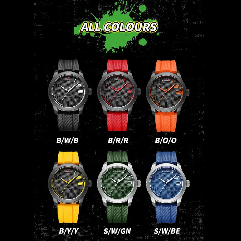 NAVIFORCE New Style Popular Silicone Strap Male Quartz Watches Fashion Casual Waterproof Wristwatches for Men Relogio Masculino