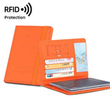 New Solid Color Passport Holder RFID Blocking Ticket Slot Clip Protective Cover Protector Leather Travel Card Bag