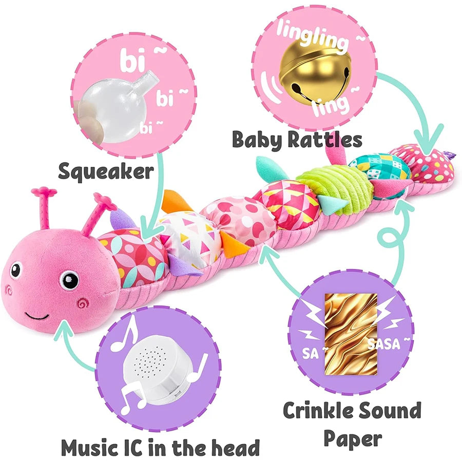 Baby Toys Musical Caterpillar Infant Stuffed Animal Toy with Crinkle Rattles Soft Sensory Toys Newborn Boys Girls 0 3 6 12 Month