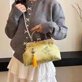 Chinese Style Embroidered Snap-button Shoulder Bags Cheongsam Traditional Exquisite Women's Handbag Red Bridal Pearl Wedding Bag