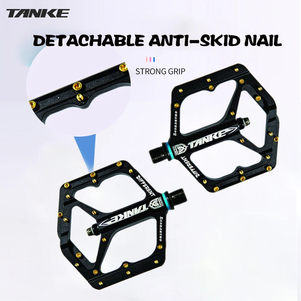 TANKE MTB Pedals Lightweight Aluminum Alloy Non-slip Bicycle Pedal (10 Non-Slip Pins/Side)with Grease&Bearing Bike pedal TP-50
