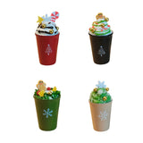 1/12 Dollhouse Christmas Latte Coffee Drink Cup Model Christmas Dollhouse Miniature Coffee Shop Decor Ornament Micro Photo Props
