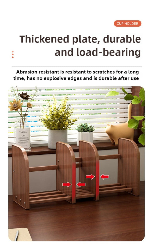 Solid wood bookshelf, desk shelf, desktop finishing, Nanzhu simple vertical table, small retractable storage shelf