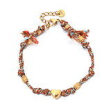 Boho New 2025 Creative Color Rope Heart Beads Bracelet 18K Gold Plated Stainless Steel Fashion Jewelry Accessories