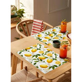 Table Placemats Set of 4 Country Watercolor Lemon Leaf Wipeable Place Mats for Dining Tables Summer White Wildflower Washable T