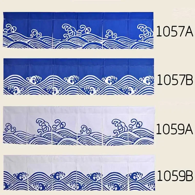 Japanese Style Ocean Wave Horizontal Curtain Sushi Restaurant Noren Curtain Restaurant Kitchen Curtain Bar Home Decoration