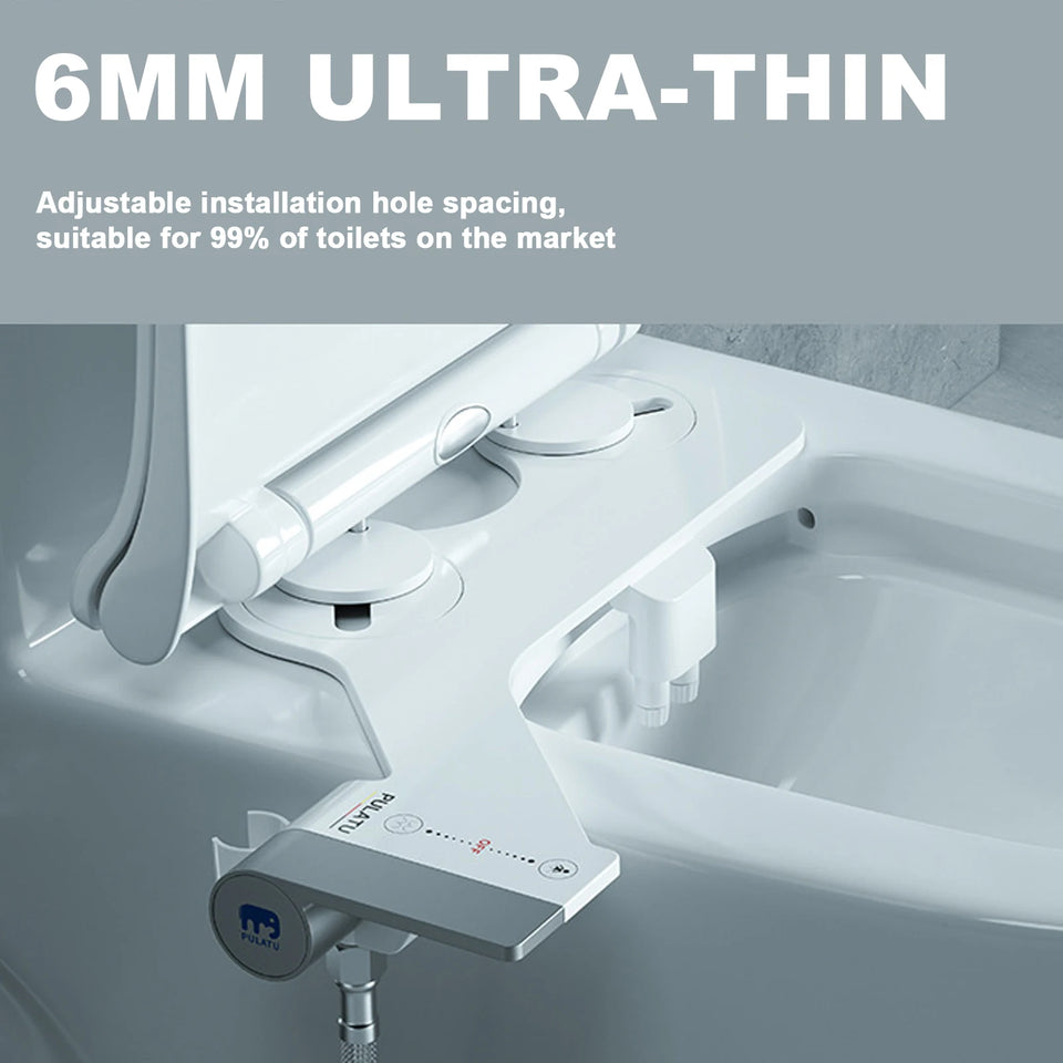 Bidet Attachment Ultra-Slim Toilet Seat Attachment Dual Nozzle Bidet Adjustable Water Pressure Non-Electric Ass Sprayer
