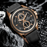 NAVIFORCE Waterproof Watches for Men Original Brand Luxury Leather Men's Quartz Wristwatch Fashion Military Chronograph Male
