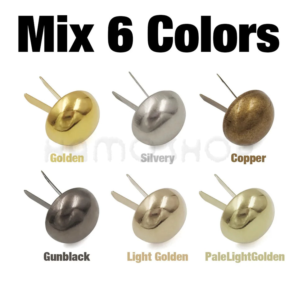 100pcs Metal Two Leg Feet Pierced Rivet Stud Half Ball Round Nail For DIY Leathercraft Bag Cap Shoes Handbag Bottom Protecting