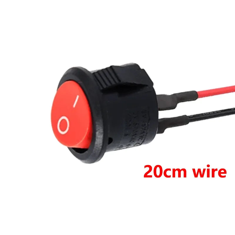Mini Rocker ON Off 2/3Pin Toggle Square Round Electrical Switch with Pre-Wired 20cm 6A/250V10A/125V