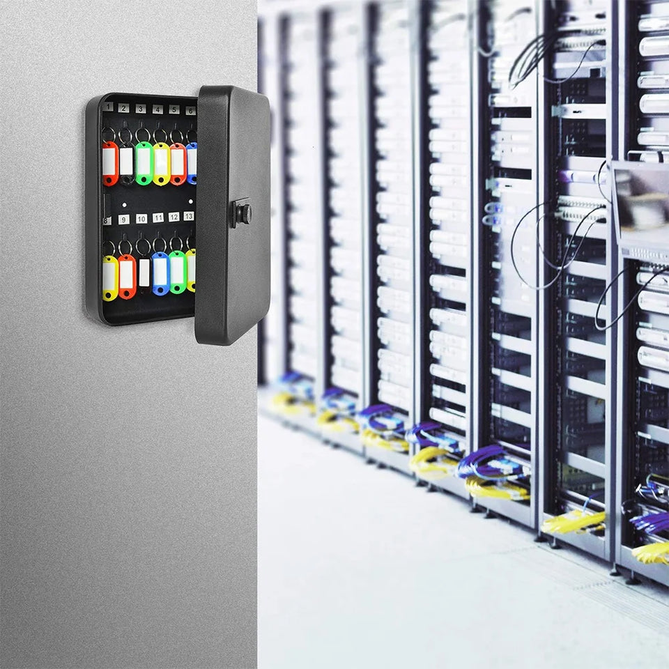 Combination Key Cabinet 20 Key Hooks Key Box Wall Mounted with Key/Code Lock Key Cabinet Security Lock Box Locking Key Cabinet