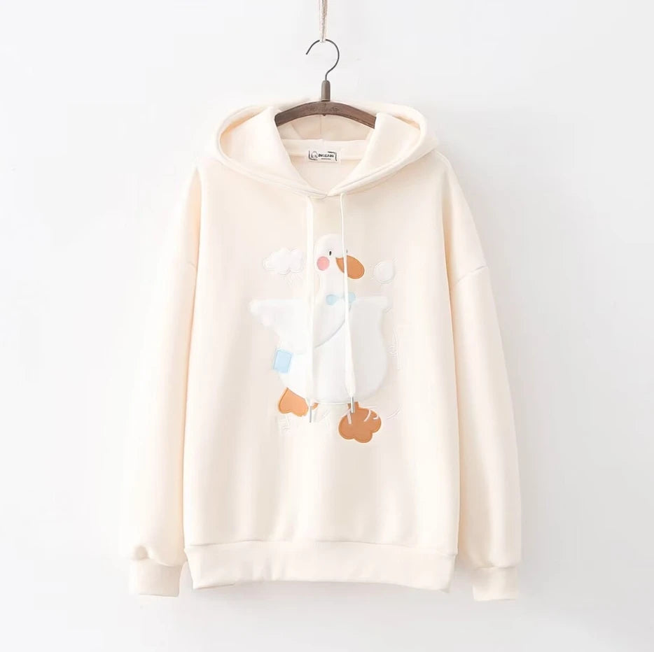 Harajuku Funny Women Hoodies 100% Cotton Winter Plus Fleece Cute Pink Anime Sweatshirt Teen Girl Kawaii Long Sleeve Y2K Hoodie