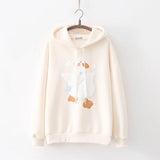 Harajuku Funny Women Hoodies 100% Cotton Winter Plus Fleece Cute Pink Anime Sweatshirt Teen Girl Kawaii Long Sleeve Y2K Hoodie