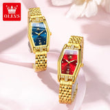 OLEVS Brand Casual Stainless Steel Female Wristwatcch Relogio Feminino Luxury Gold Red Quartz Ladies Watch Fashion Women Watches