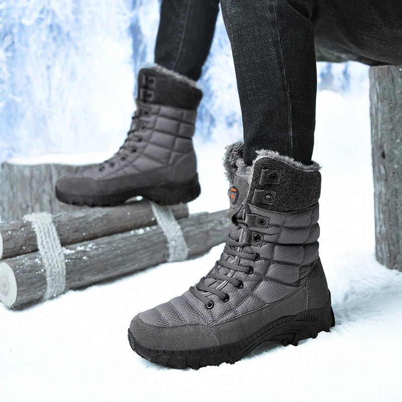 New Winter Waterproof High Top Men Boots Plush Warm Snow Boots Men Sneakers Ankle Boots Outdoor Men's Desert Boots Botas Hombre