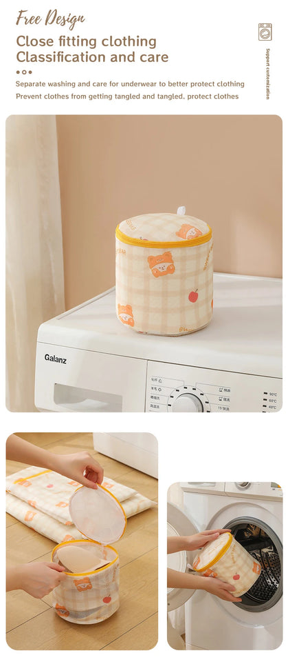 Cartoon Bear Laundry Bag Cute Print Washing Bag For Washing Machine Washroom Organize Dirty Clothes Storage Pouch Laundry Bags