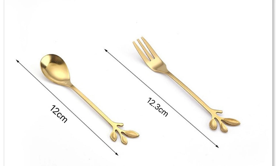 6Pcs Stainless Steel Tea Forks Gold Silver Cake Fork Snack Salad Coffee Fruit Fork Mirror Cutlery Tableware Set Kitchen Utensils