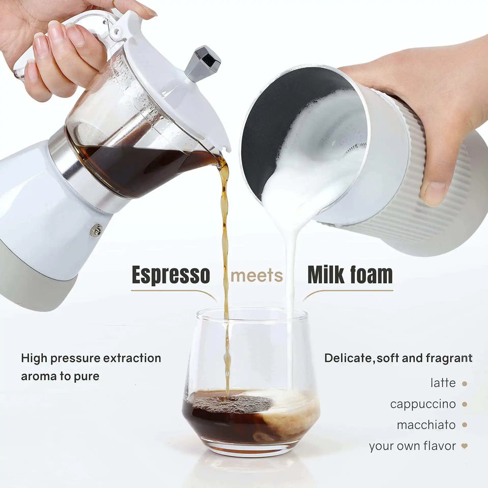 4 Cups Electric Coffee Machine Home Auto Milk Frothing All-In-One Machine Slow Extraction Italian Moka Pot Multifunction 400W