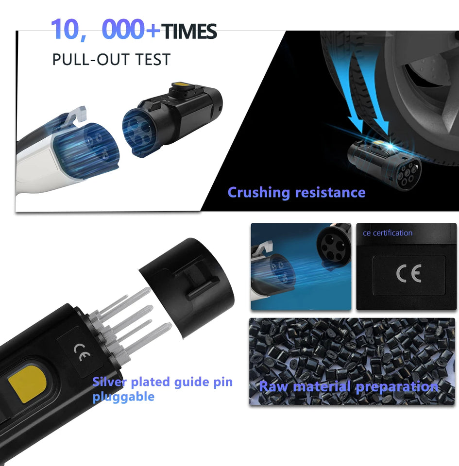 Type 1 to Type 2 EV Charger Adapter 32A EV Charger Connector SAE J1772 to Type 2 Adapter for Electric Vehicle Charging