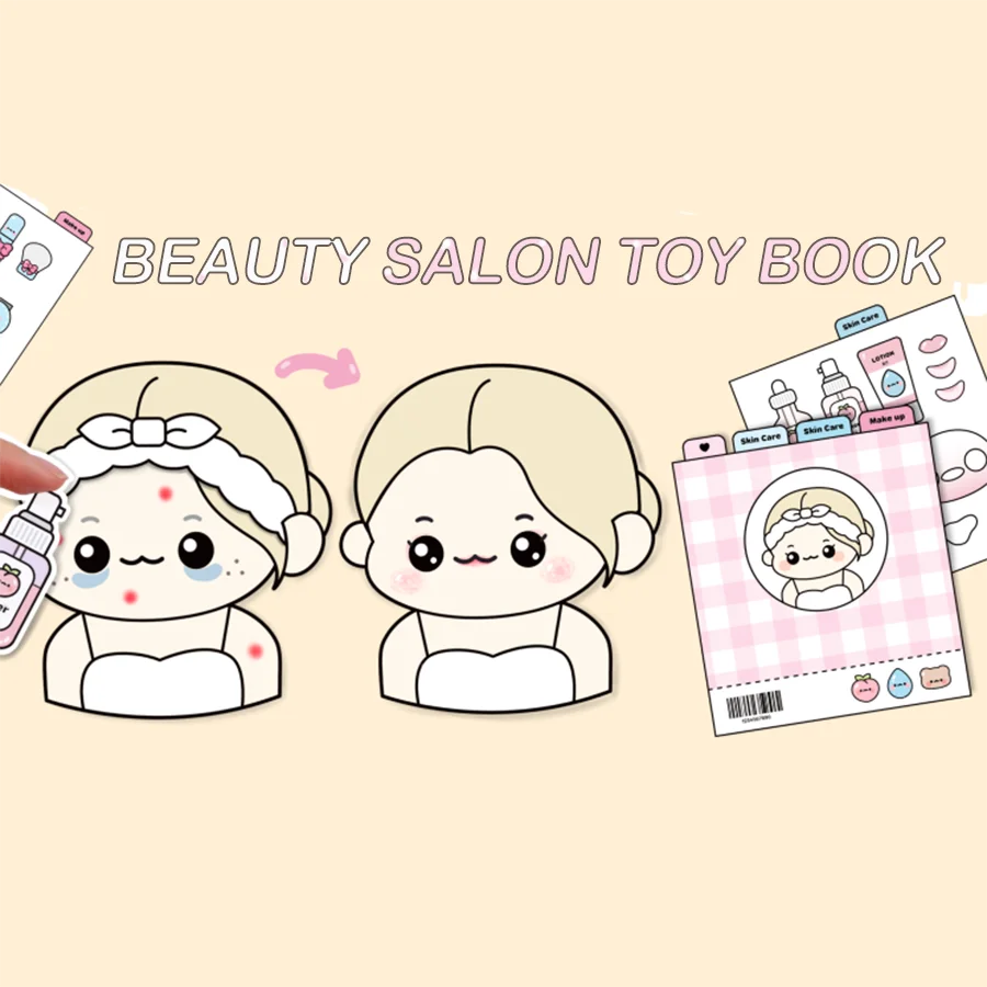 Children's Stress Relief Toys Beauty Salon Simulation Quiet Book DIY Material Package Handmade Toys Early Education Puzzle Stres
