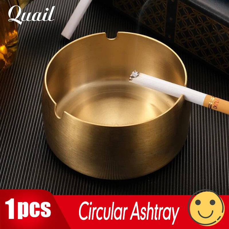 1pcs stainless steel restaurant ashtray, restaurant hotel hotel commercial gift ashtray, simple and personalized gold ashtray