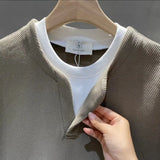 Male Sweatshirt No Logo Overfit Y2k Vintage Loose Clothing Deals Welcome Deal Cheap Luxury Cotton Men's Pullover Fake Two Piece
