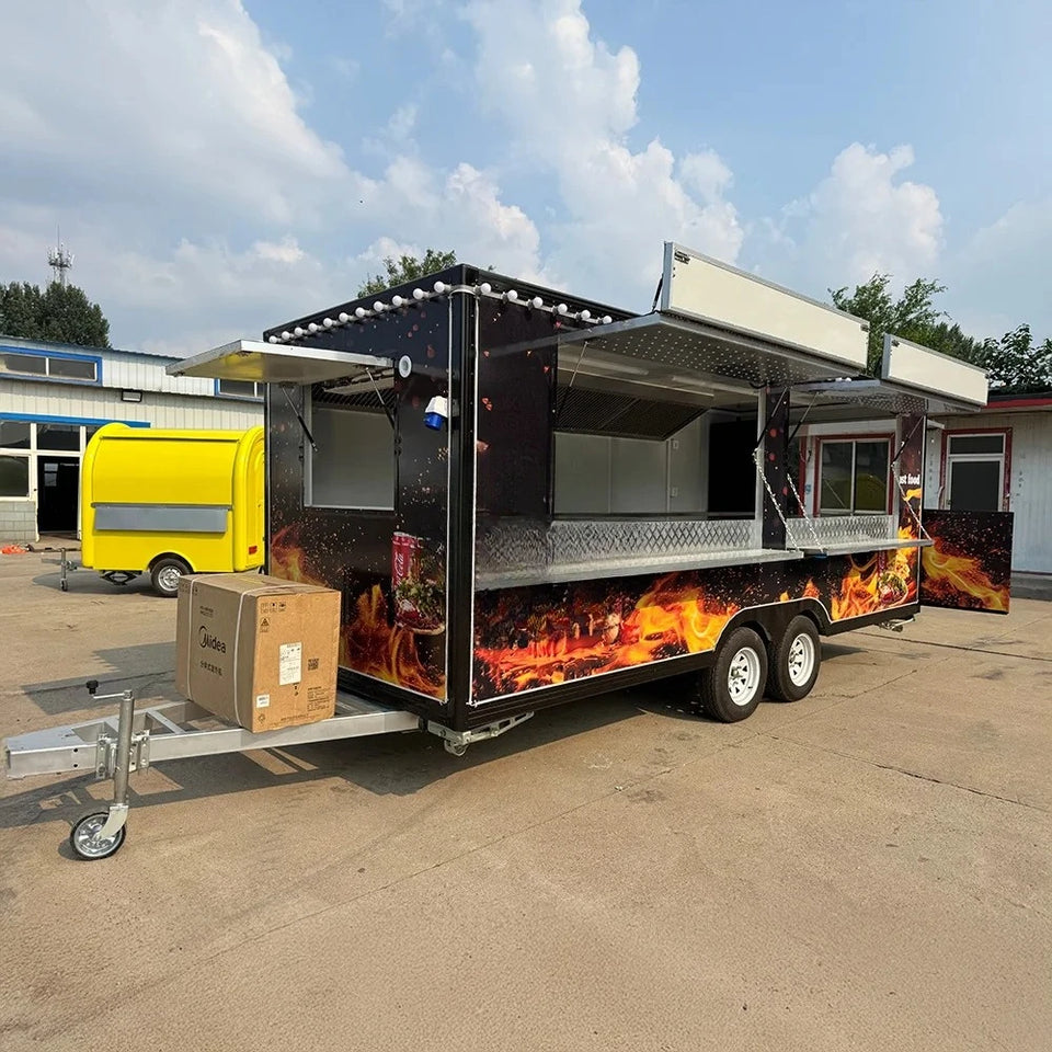 Customized Multi-functional Electric Food Truck Ice Cream, Bubble Tea, Burger BBQ Mobile Kitchen Cart Food Truck For Sale Europe