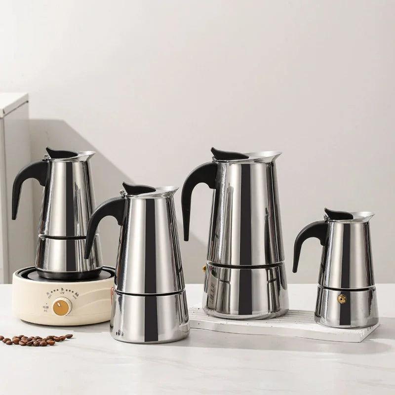 2/4/6/9/12 Cups Coffee Pot Mocha Espresso Latte Stovetop Filter Stainless Steel for Kitchen Moka Coffee Maker Coffee Maker Pot